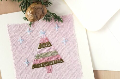 Christmas Greetings Card Tutorial 21 Hand made embroidered Christmas greetings card with Christmas tree