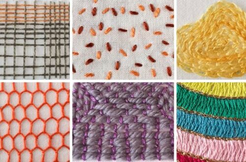 Hand embroidery Filling stitches 1 21 filling stitches, weave stitch, seed, chain, honeycomb, couching, otomi