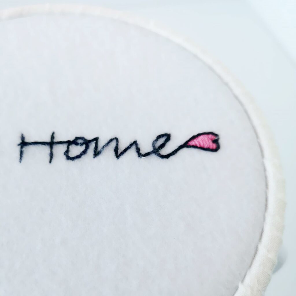 Valentine's day embroidery design 3 Home with a heart embroidery